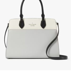 Kate Spade Platnium And Black Medium Satchel Purse.